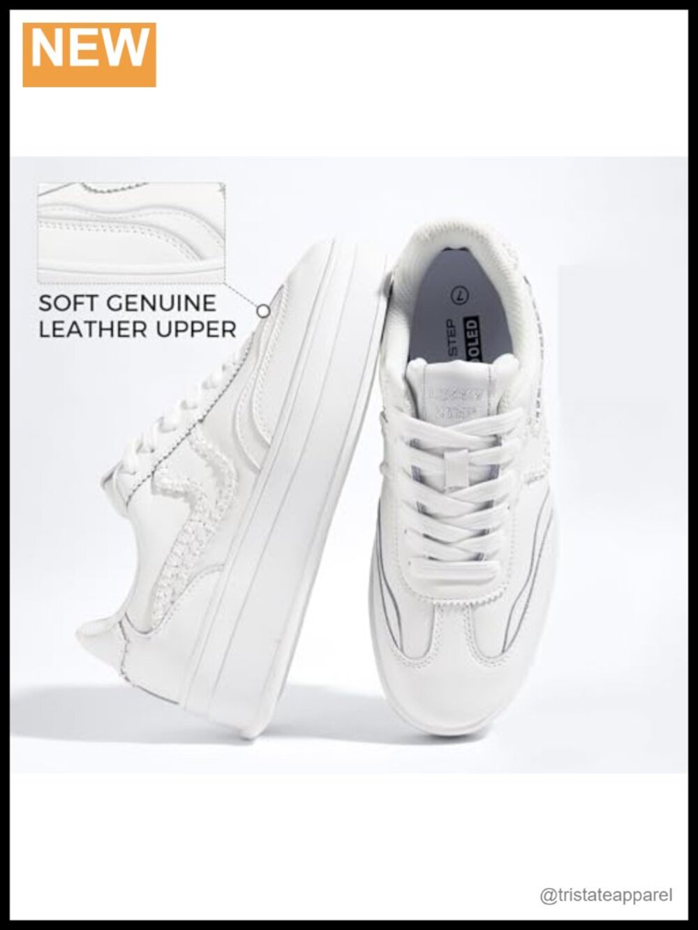 Genuine Leather Suede Platform Fashion Sneakers Thick Sole Walking Shoes - Picture 3 of 6